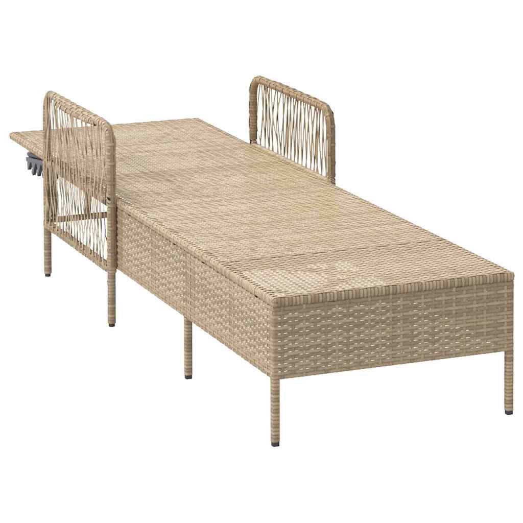 Ligstoel Beige en Licht Grijs 200 x 55 x 92 cm poly rattan
