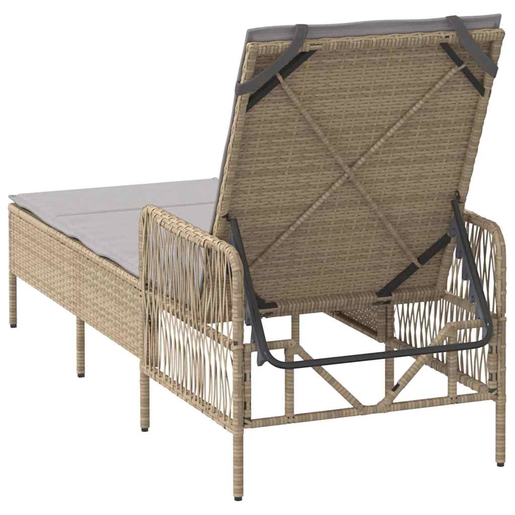 Ligstoel Beige en Licht Grijs 200 x 55 x 92 cm poly rattan