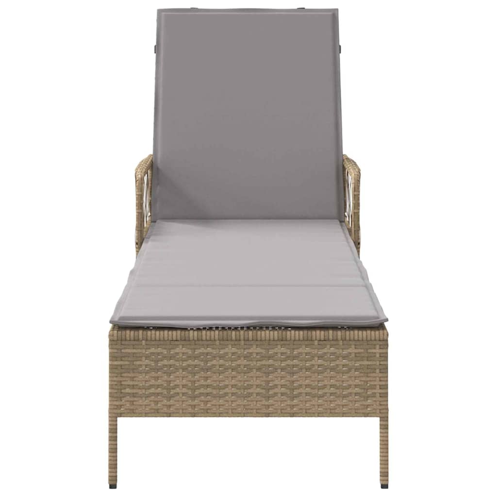 Ligstoel Beige en Licht Grijs 200 x 55 x 92 cm poly rattan