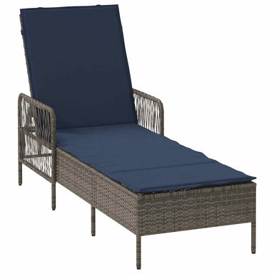 Ligstoel Grijs en Marineblauw 200 x 55 x 92 cm poly rattan