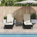 Ligstoel 3 st poly rattan Zwart en Cream Wit