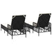 Ligstoel 3 st poly rattan Zwart en Cream Wit