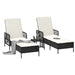 Ligstoel 3 st poly rattan Zwart en Cream Wit