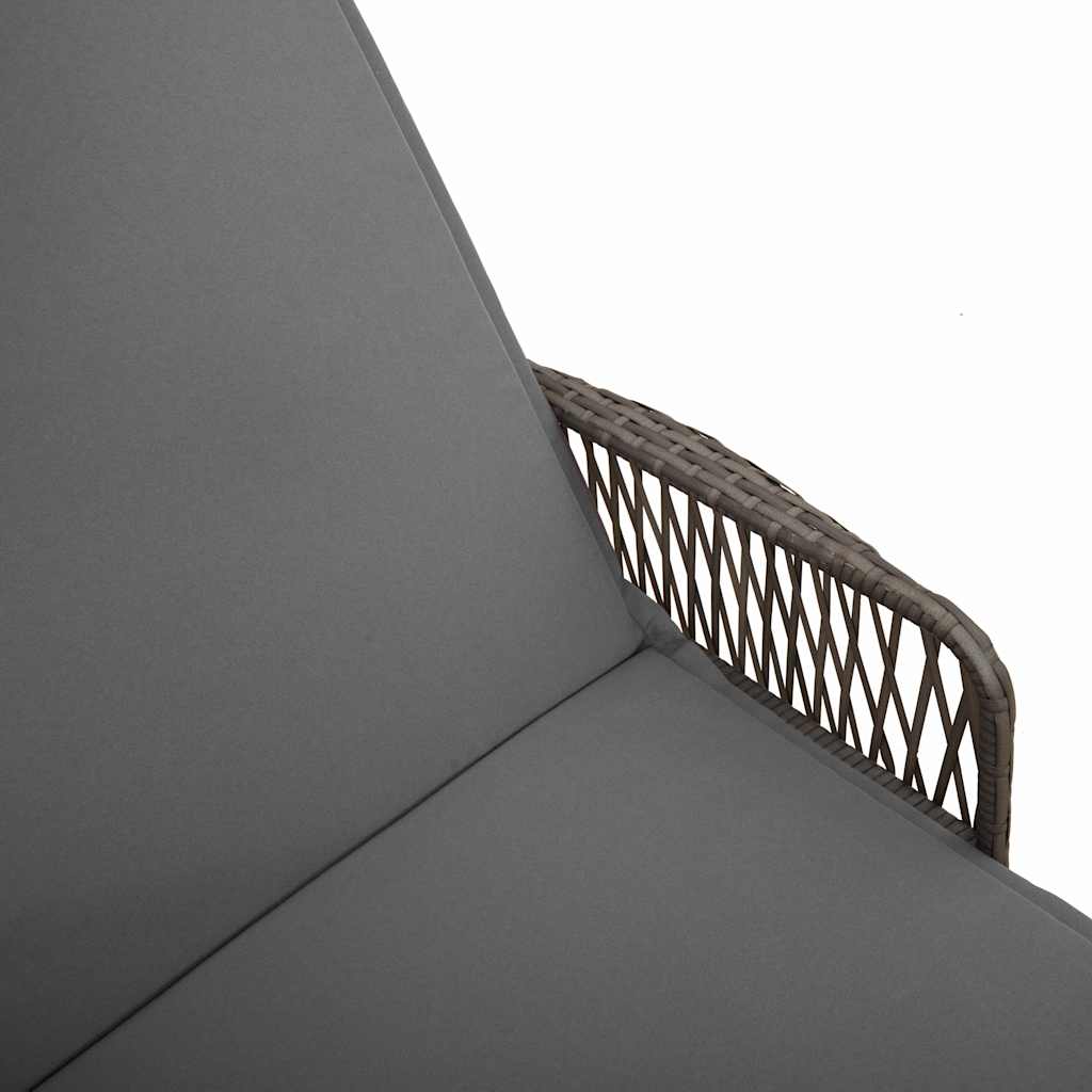 Ligstoel 3 st poly rattan Grijs en Donkergrijs