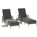 Ligstoel 3 st poly rattan Grijs en Donkergrijs