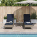 Ligstoel 3 st poly rattan Grijs en Marineblauw