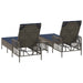 Ligstoel 3 st poly rattan Grijs en Marineblauw
