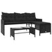 Tuinbank met tafel en kussens L-vormig poly rattan zwart