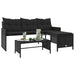Tuinbank met tafel en kussens L-vormig poly rattan zwart