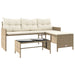 Tuinbank met tafel en kussens L-vormig poly rattan beige