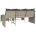 Tuinbank met tafel en kussens L-vormig poly rattan lichtgrijs