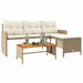Tuinbank met tafel en kussens L-vormig poly rattan beige