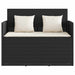 Tuinbank met kussens poly rattan zwart