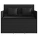 Tuinbank met kussens poly rattan zwart