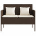 Tuinbank met kussens poly rattan bruin
