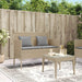 Tuinbank met kussens poly rattan beige