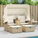 Tuinbank 2-zits met luifel en voetenbanken poly rattan beige