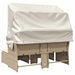 Tuinbank 2-zits met luifel en voetenbanken poly rattan beige