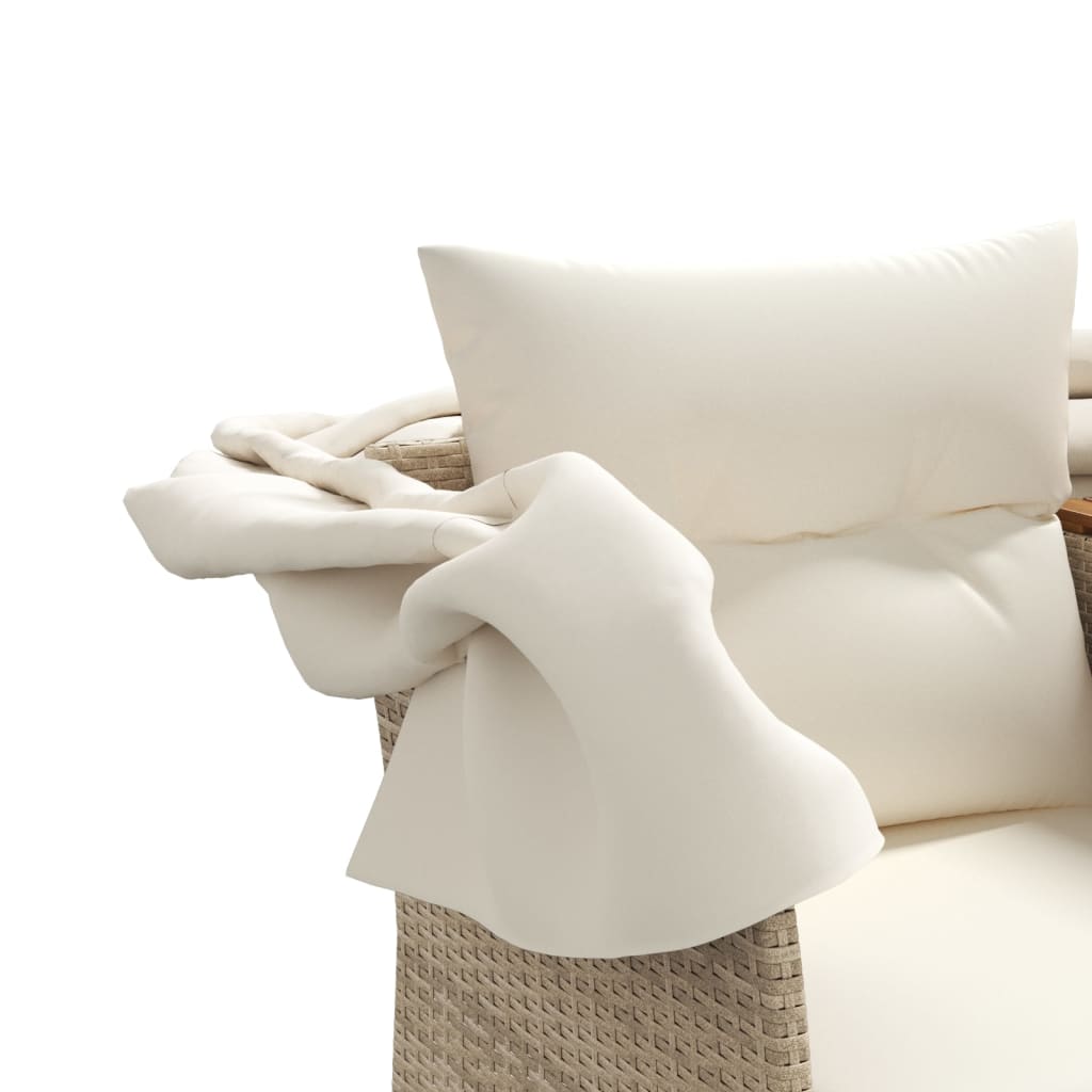 Tuinbank 2-zits met luifel en voetenbanken poly rattan beige