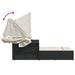 Ligbed 2-persoons met luifel en kussens poly rattan zwart