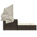 Ligbed 2-persoons met luifel en kussens poly rattan bruin