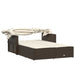 Ligbed 2-persoons met luifel en kussens poly rattan bruin