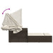 Ligbed 2-persoons met luifel en kussens poly rattan bruin