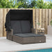 Ligbed 2-persoons met luifel en kussens poly rattan grijs