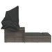 Ligbed 2-persoons met luifel en kussens poly rattan grijs