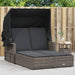 Ligbed 2-persoons met luifel en kussens poly rattan grijs