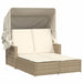 Ligbed 2-persoons met luifel en kussens poly rattan beige