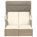 Ligbed 2-persoons met luifel en kussens poly rattan beige
