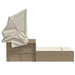 Ligbed 2-persoons met luifel en kussens poly rattan beige