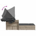 Ligbed 2-persoons met luifel en kussens poly rattan lichtgrijs