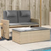 Tuinbankje verstelbaar met kussens poly rattan beige