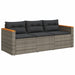 Tuinbank 3-zits met kussens poly rattan grijs