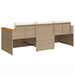 Tuinbank 3-zits met kussens poly rattan beige