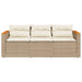 Tuinbank 3-zits met kussens poly rattan beige