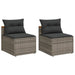 Tuinbanken 2 st zonder armleuning met kussens poly rattan grijs