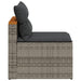 Tuinbanken 2 st zonder armleuning met kussens poly rattan grijs