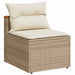 Tuinbanken 2 st zonder armleuning met kussens poly rattan beige