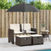 Tuinbank 2-zits met parasol en voetenbanken poly rattan bruin
