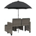 Tuinbank 2-zits met parasol en voetenbanken poly rattan grijs