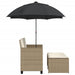 Tuinbank 2-zits met parasol en voetenbanken poly rattan beige