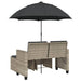 Tuinbank 2-zits parasol en voetenbanken poly rattan lichtgrijs