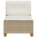 Tuinbank zonder armleuning met kussens poly rattan beige