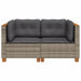 Tuinhoekbanken 2 st met kussens poly rattan grijs