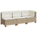 Tuinbank 3-zits met kussens poly rattan beige