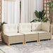 Tuinbank 3-zits met kussens poly rattan beige