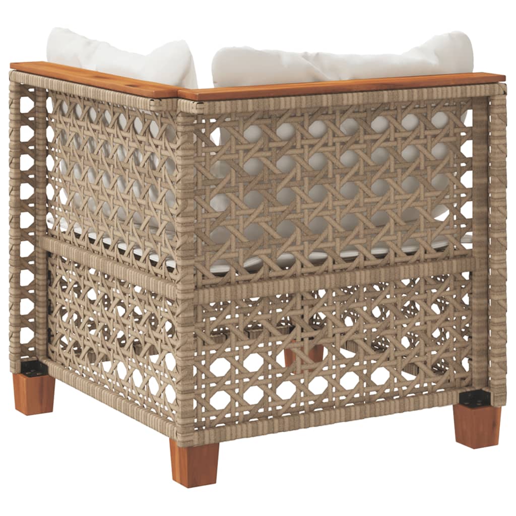 Tuinhoekbank met kussens poly rattan beige